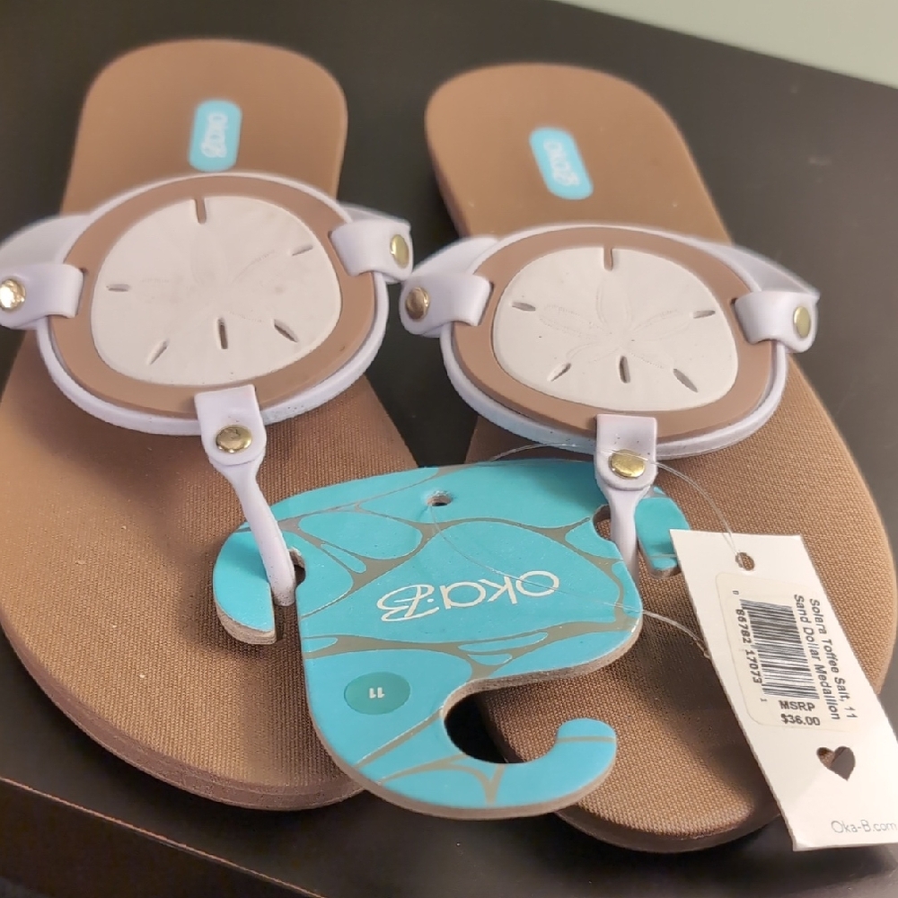 Oka B Sand Dollar Sandals in Brown and White